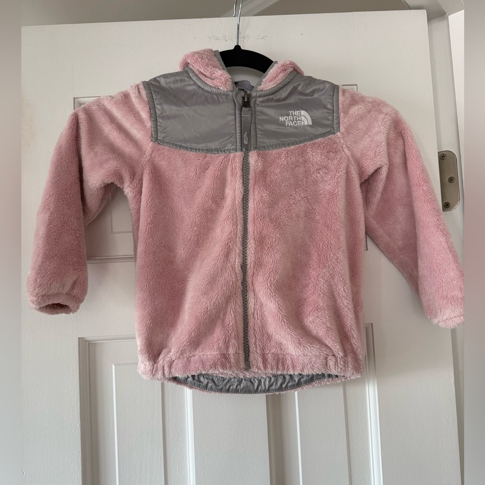 The North Face Girls’ Pink Fleece Jacket 3T Hooded Full Zip